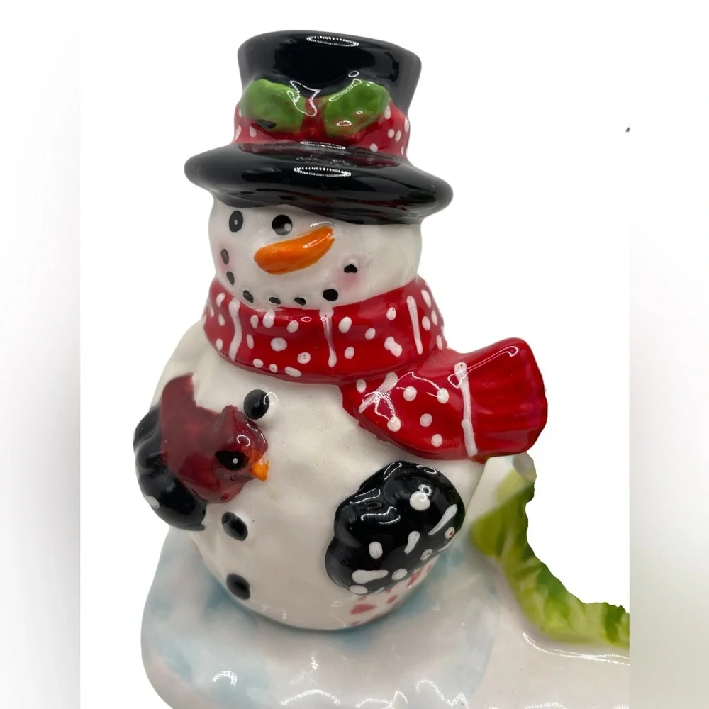 Christmas happy snowman couple. New. Ceramic .